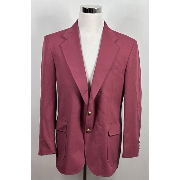 TropiCool 42R Vintage Blazer Red Gold Two Button Lined Vented 100% Polyester - Picture 2 of 8